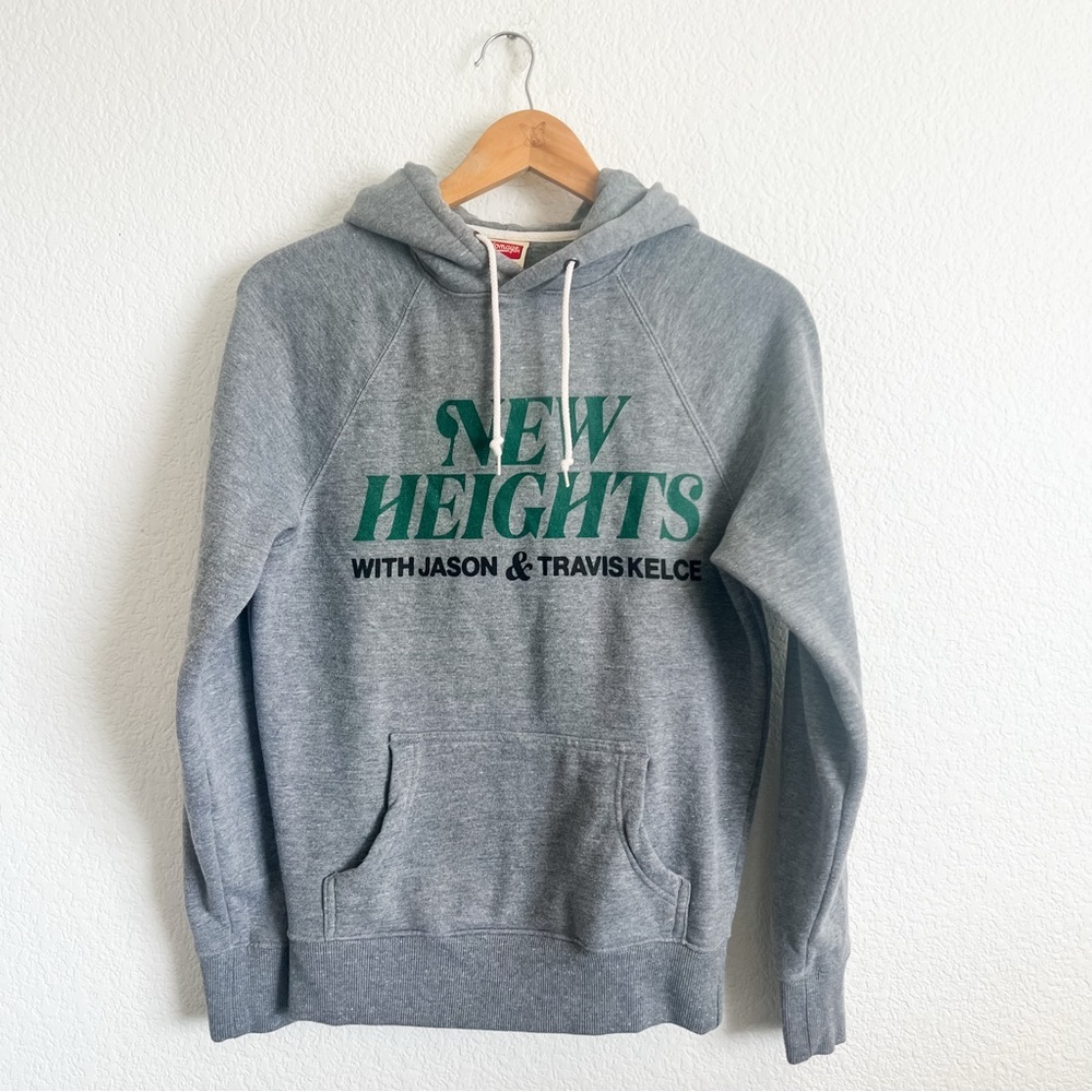 Homage New Heights Podcast XS Gray Green Fleece Lined Kangaroo Pocket Hoodie